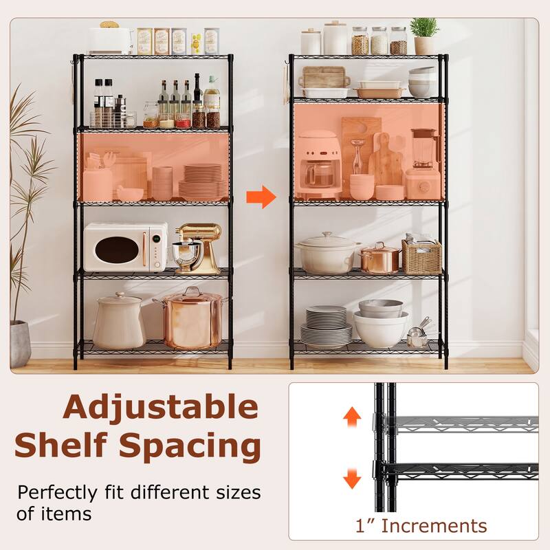 Gymax 5-Tier Metal Storage Shelving Unit w/V-Shaped Wire Rack for Home