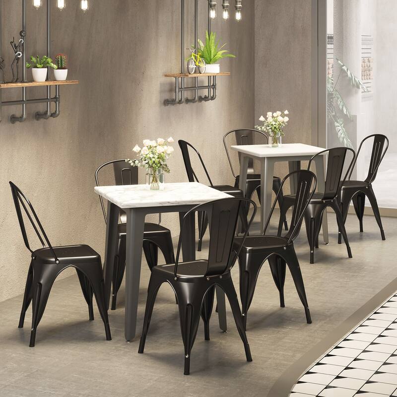 Gymax Metal Dining Chairs Set of 4 w/ Removable Backrest for Dining
