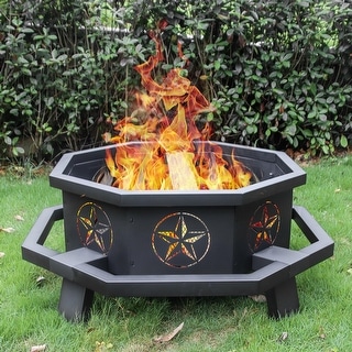 43 Inch Octagonal Fire Pit,Outdoor Fire Pit,Wood Burning Firepit