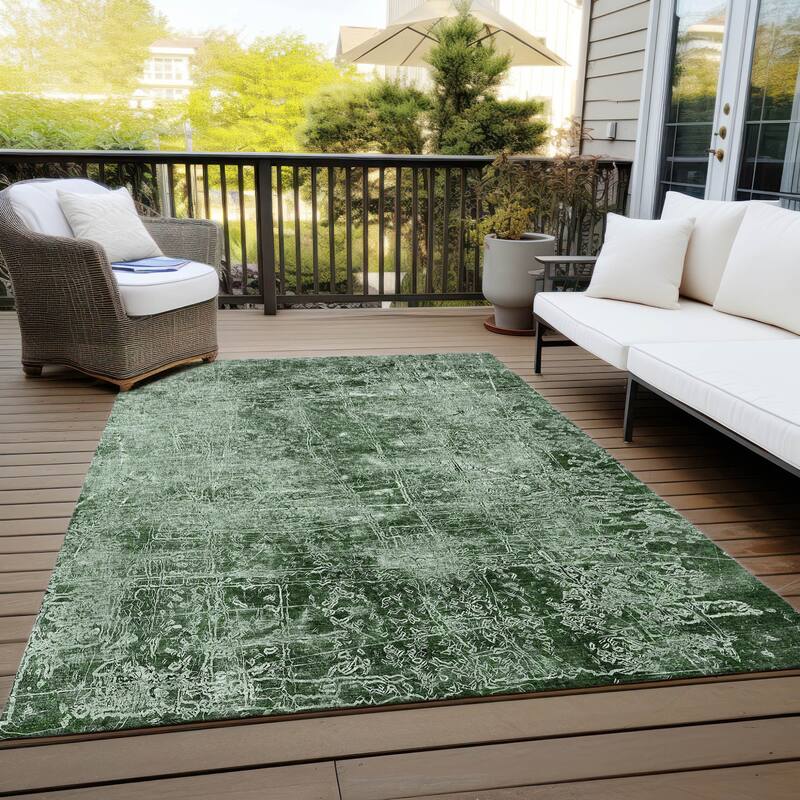Fari Artistic Abstract Weather Resistant Classic Meets Modern Outdoor Rug