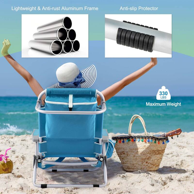Goplus 1/2 PCS Folding Beach Chair for Adult Lightweight Aluminum