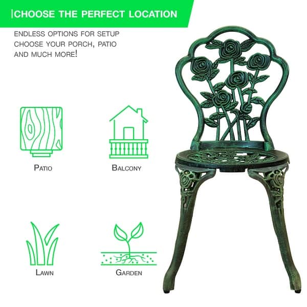 Patio Premier Rose Garden 3pc Bistro Set Verdigris Bed Bath