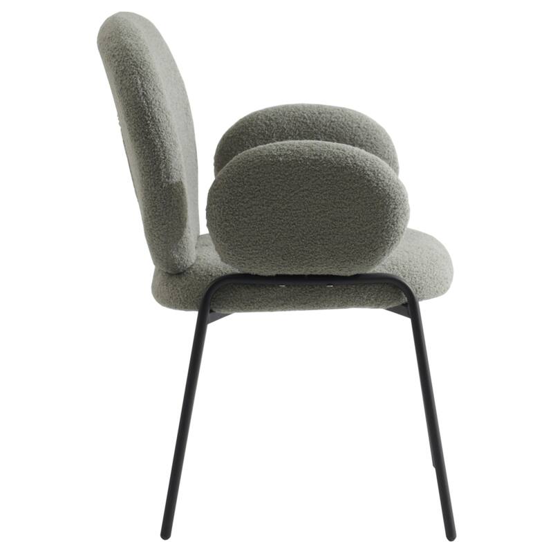 Celestial Boucle Upholstered Iron Dining Chairs Set of 2 by LeisureMod