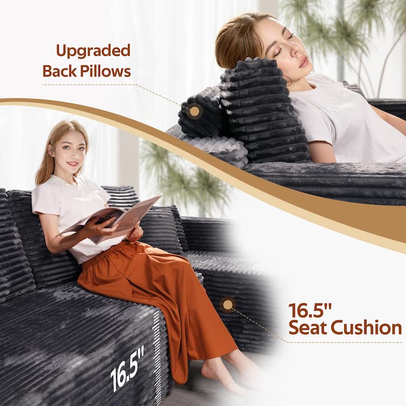 HOOOWOOO Modular Plush Fabric Sectional Sofa
