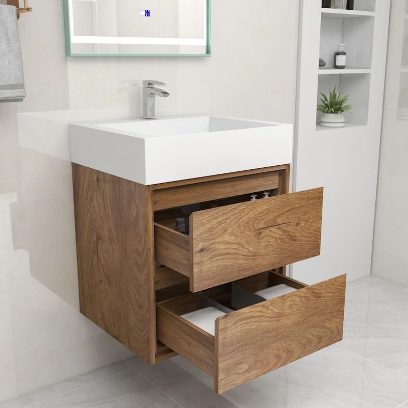Victoria 24" Wall Mounted Modern Vanity with Acrylic Sink
