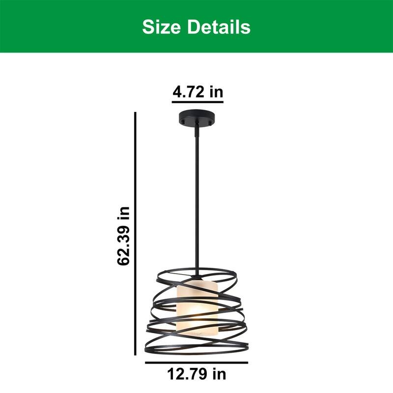 12 Inch hanging light metal cage pendant light glass, metal kitchen island light - N/A