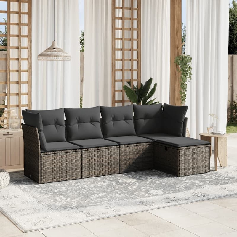 vidaXL Garden Sofa Set - Grey 5 Piece Set