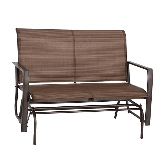 slide 2 of 9, Kozyard Cozy Two Rocking Love Seats Glider Swing Bench/Rocker with Textilence Seats Tan