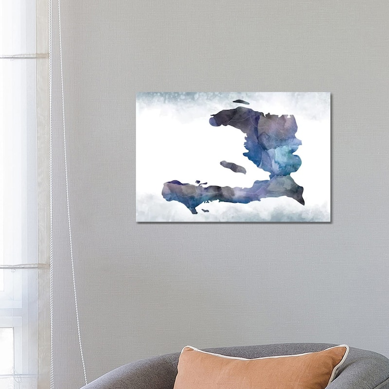 iCanvas "Haiti Bluish Map" by WallDecorAddict Canvas Print - 18x26x1.5