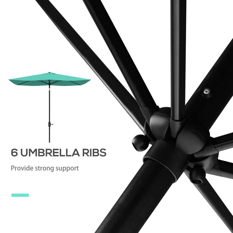 6.5ft x 10ft Rectangular Patio Umbrella with Crank and Tilt, Teal