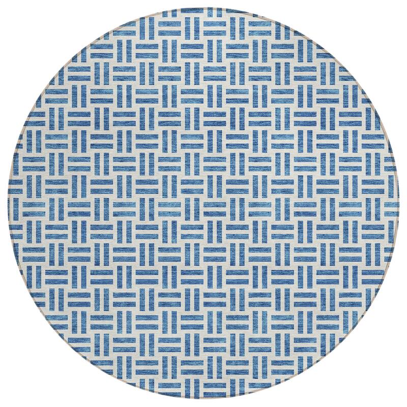 Machine Washable Indoor/ Outdoor Contemporary Basketweave Chantille Rug