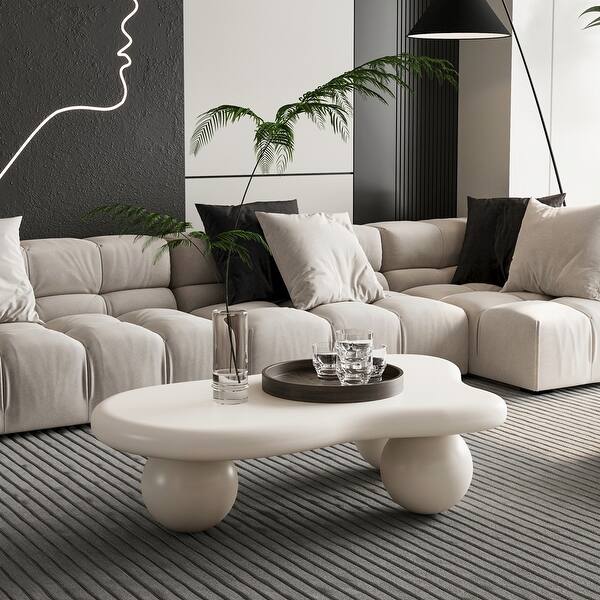 Cloud Shaped Coffee Table with 3 Ball Legs for Living Room