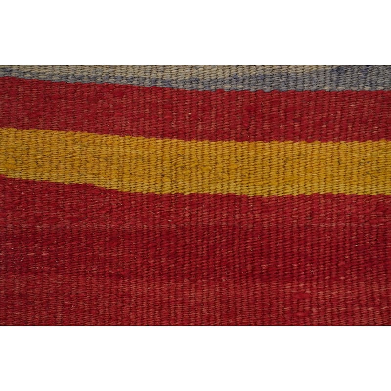 Hand Woven Oriental 100% Wool Carpet Southwestern Geometric Red Kilim Area Rug - 9' 8'' X 4' 8''