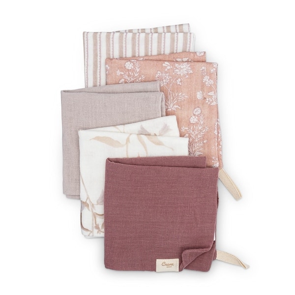 slide 2 of 6, Violet 5-Piece Cotton Baby Washcloth Set