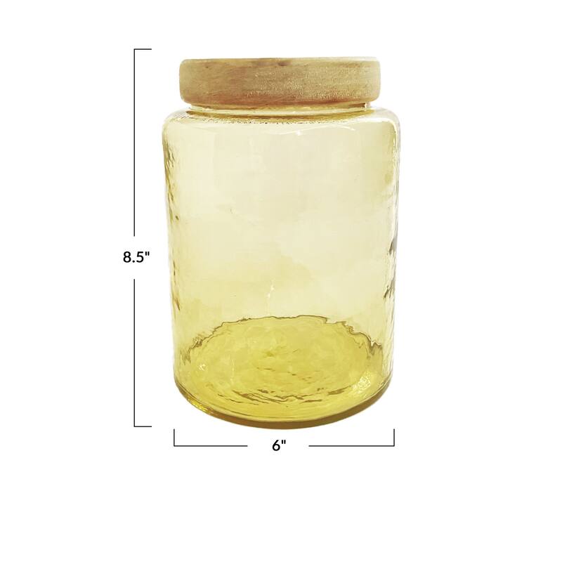 Hammered Glass Jar with Mango Wood Lid