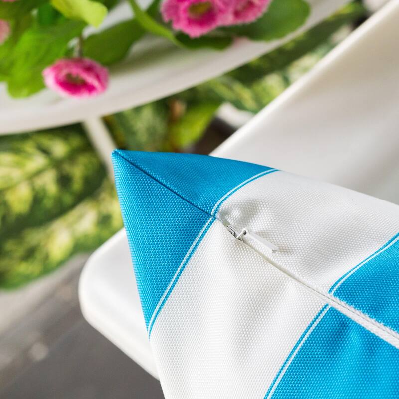 Striped Throw Pillow Indoor Outdoor Use Weather Resistant 14x20 Inches