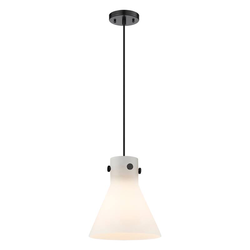 Innovations Lighting Newton Cone - 1 Light 10" Cord Hung Pendant - Matte White/Matte Black