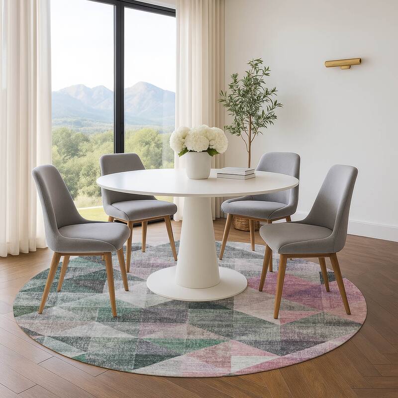 Premium Washable Super Soft Contemporary Mosaic Mayfield Rug - Blush - 8' x 8'