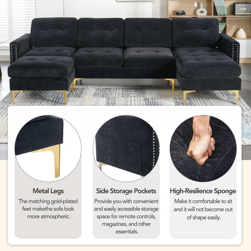 110inch L-Shape Convertible Sectional Sofa Couch