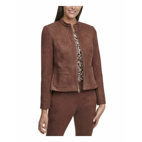 Tommy Hilfiger Women's Military Jacket Cocoa Faux Suede
