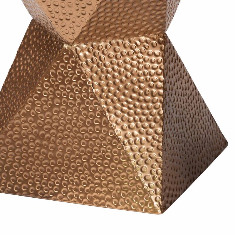 Pacey Textured Metal Accent Table - Geometric Gold Side Table with Hourglass Silhouette for Indoor or Semi-Outdoor Use
