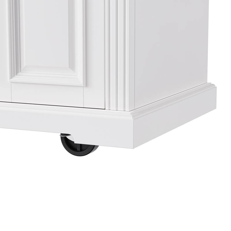 Kitchen Island with Drop Leaf, Adjustable Shelf, Spice Rack, Towel Rack, 2 Doors and 5 Drawers