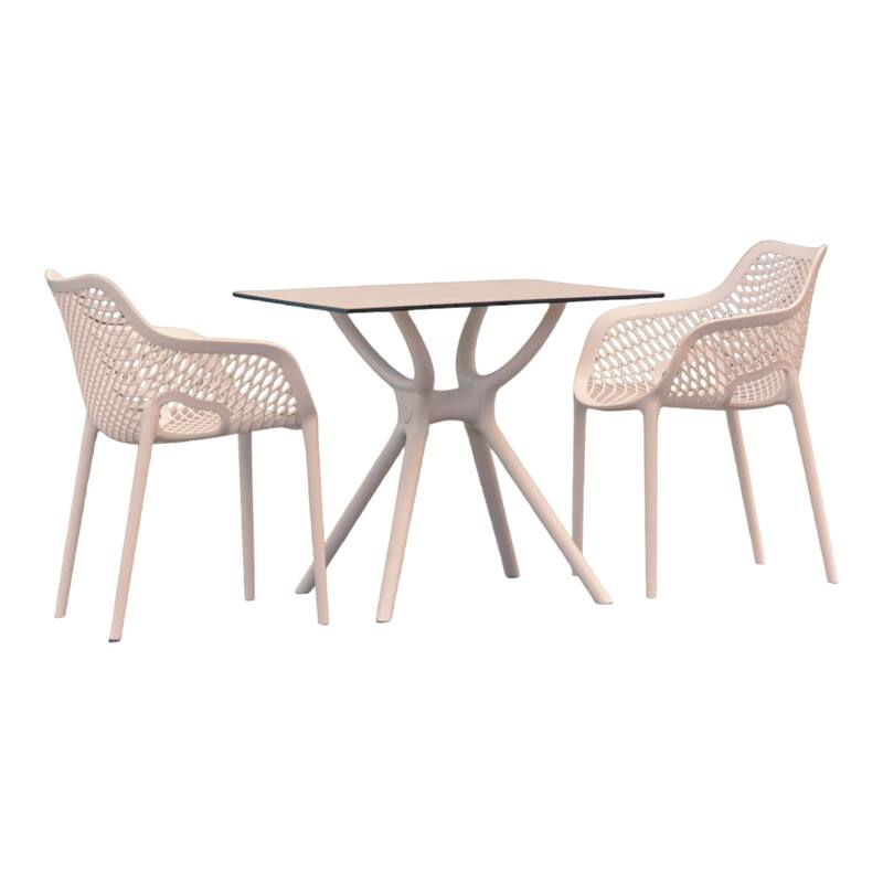 3-Piece White Recyclable Outdoor Patio Dining Set 32.25"