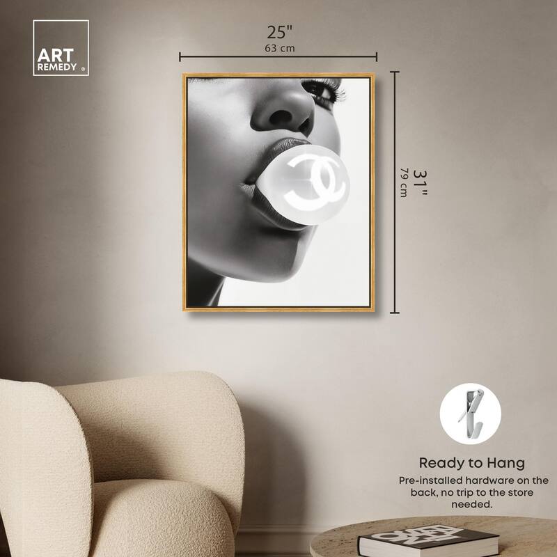Bubble Gum Pop Monochrome Canvas by Art Remedy