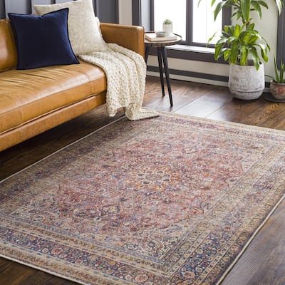 Livabliss Traditional Amelie Medallion Washable Area Rug