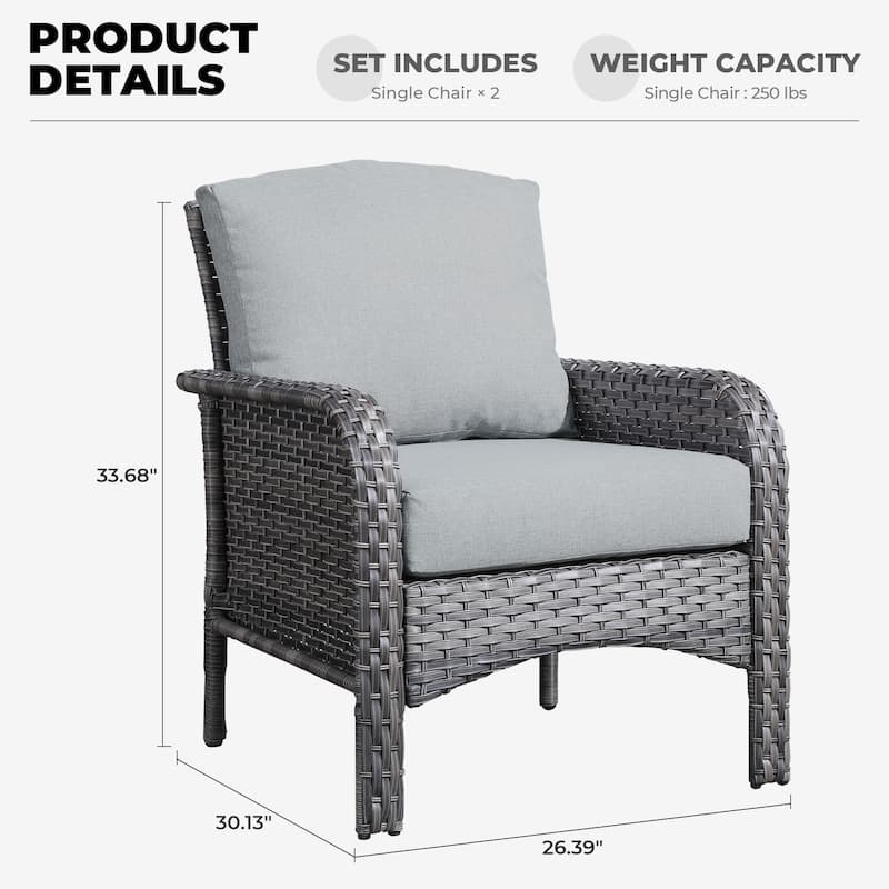 XIZZI Outdoor Patio Furniture Wicker Chair Set (Set of 2)