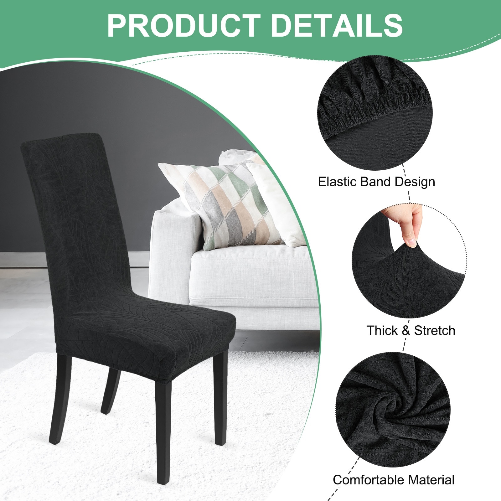 Waterproof Chair Cover, Dining Room Stretch Jacquard Chair Covers Protectors