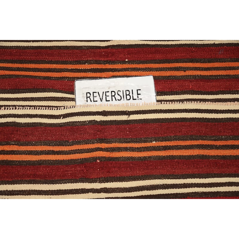 Hand Woven Oriental 100% Wool Carpet Southwestern Geometric Multi-Colored Kilim Area Rug - 8' 5'' X 4' 7''