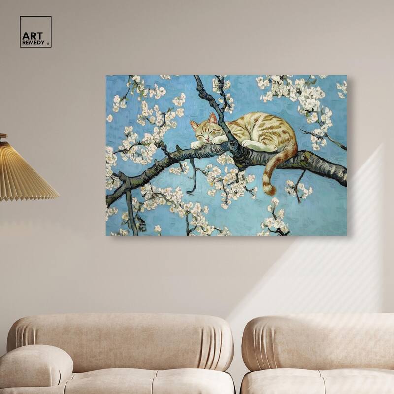 Autumn Blossom Kitten Canvas by Art Remedy, Gallery Wrapped