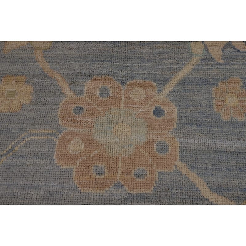 Blue Vegetable Dye Oushak Oriental Large Area Rug Handmade Wool Carpet - 10'5"x 13'7"