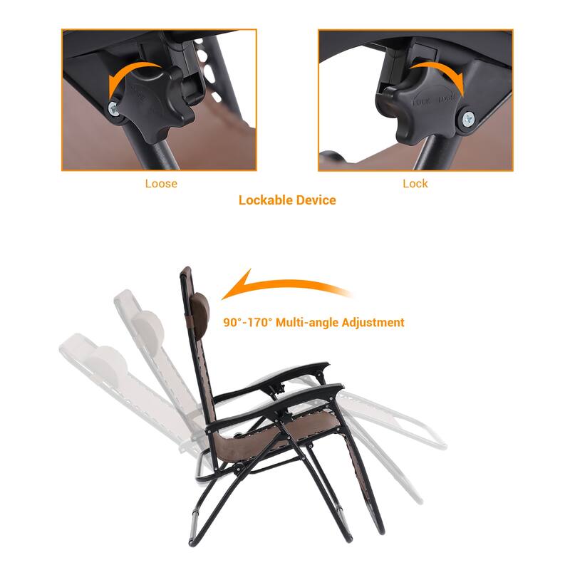 BONOSUKI Outdoor Foldable Recliner Lounge Chair Zero Gravity Chair