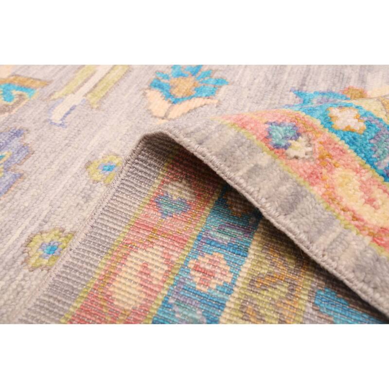 ECARPETGALLERY Hand-knotted Modern Oushak Grey Wool Rug - 10'2 x 14'0