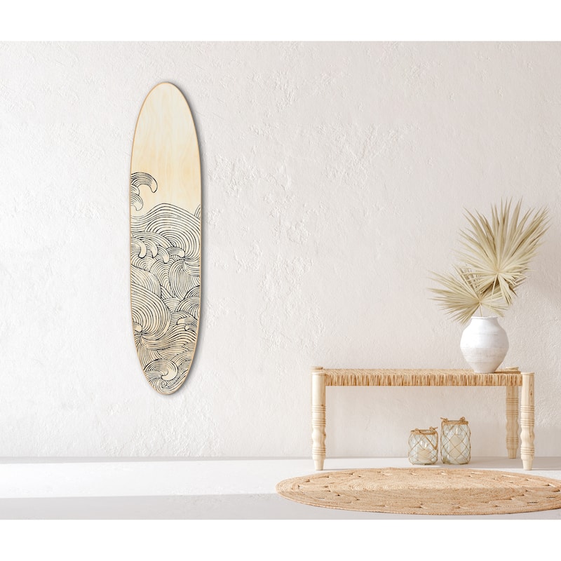 Lacquered Wood Surfboard Wall Décor (Hangs Vertical or Horizontal)