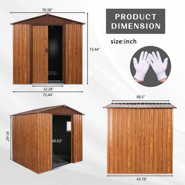 6x6 FT Outdoor Tool Storage Shed with Metal & Lockable Doors main image 1
