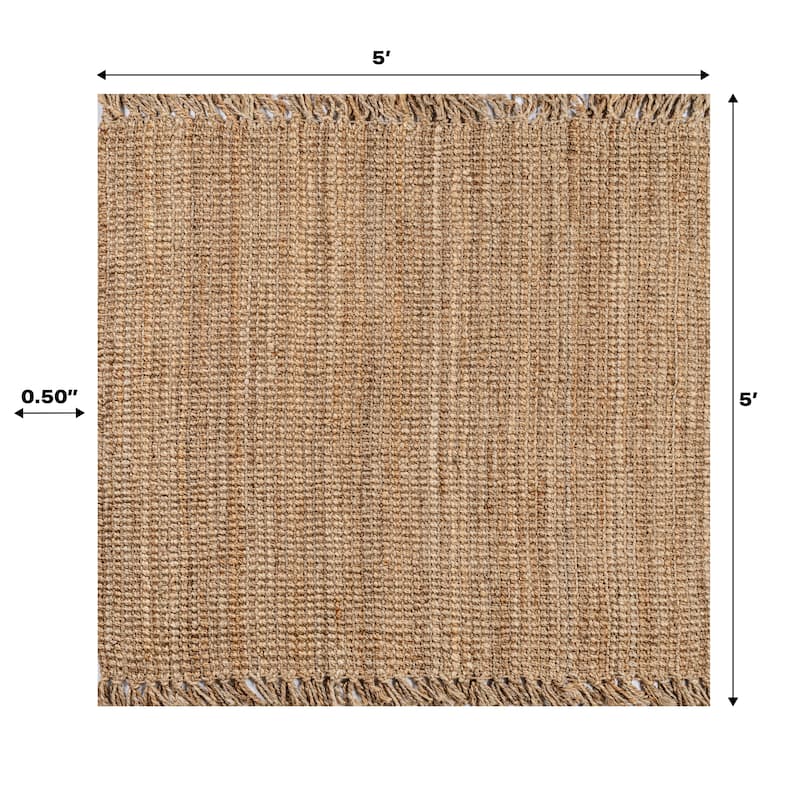 JONATHAN Y Maras Hand Woven Chunky Jute with Fringe Area Rug