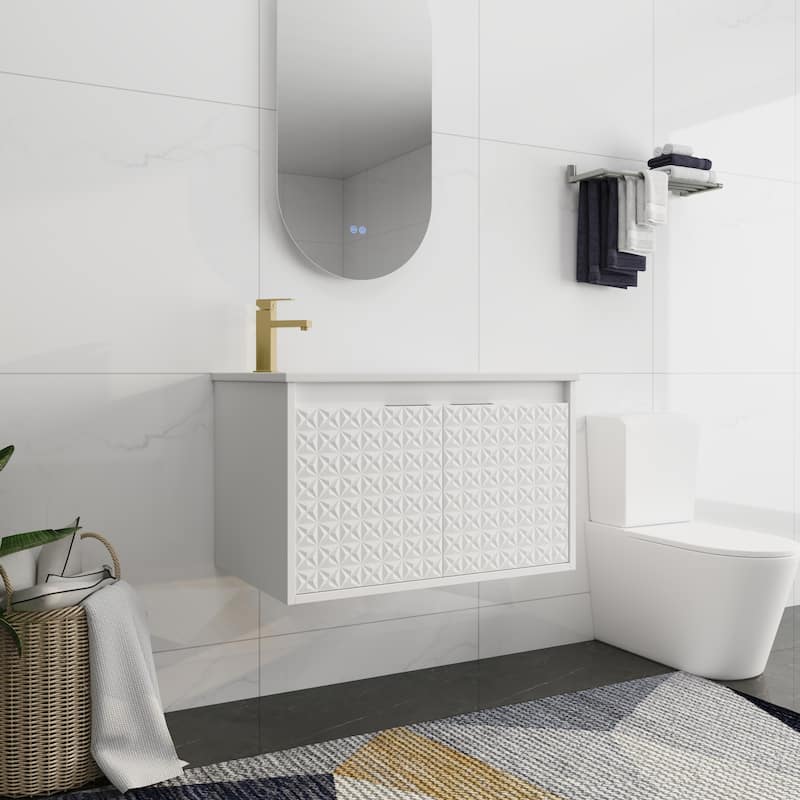 Bathroom Vanity With Sink In 24/30/36 Inch, Floating Bathroom Vanity With Soft Close Door