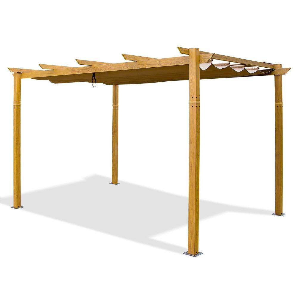 GDFStudio - Jonathan Miller Retractable Pergola with Weather-Resistant Canopy for Outdoor Living Spaces