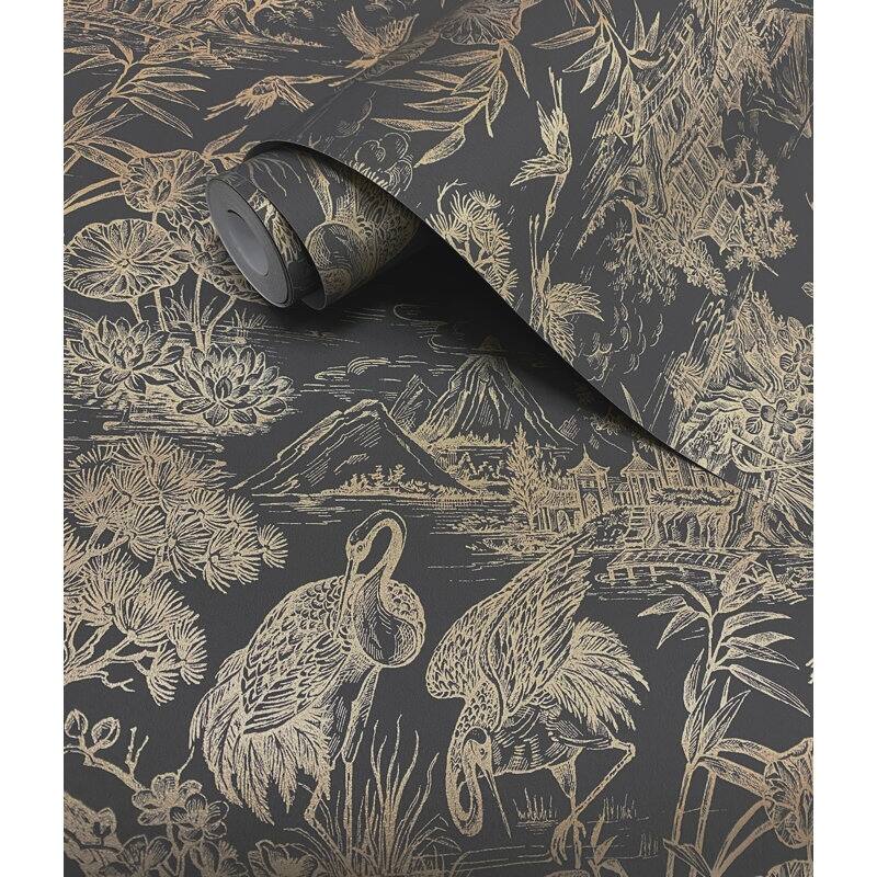 Natoru Crane Toile Non-Pasted Wallpaper - Covers 56 Square Feet