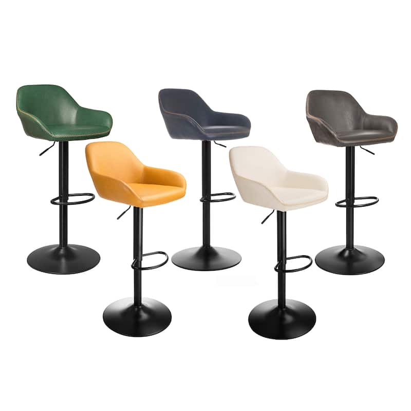 Glitzhome Set of 3 Mid-Century Modern Adjustable Swivel Bar Stools - Set of 3