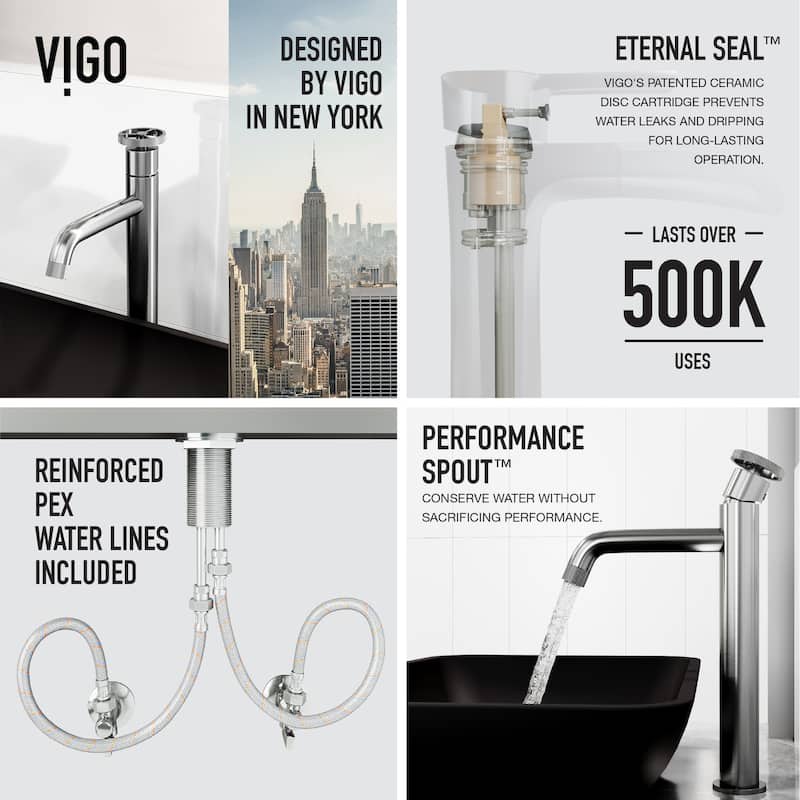 VIGO Sottile 18"L x 13"W Glass Vessel Sink and Cass 12"H Faucet Set