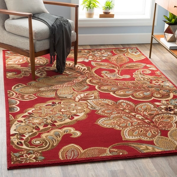 slide 2 of 11, Butler Transitional Paisley Area Rug 2' x 3'3" - Crimson