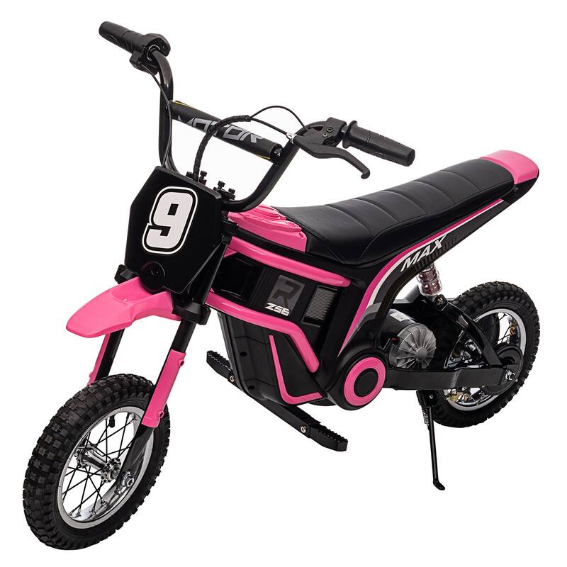 24V Kids Electric 3-Speed Dirt Bike, Motorcycle with Shock for Aged 8-14 Kids Best Gift - Pink