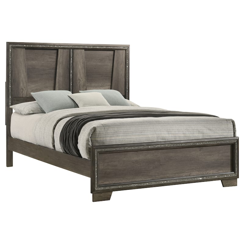 Janine Transitional Wood Panel Bed Grey with V-Shaped Panel - King