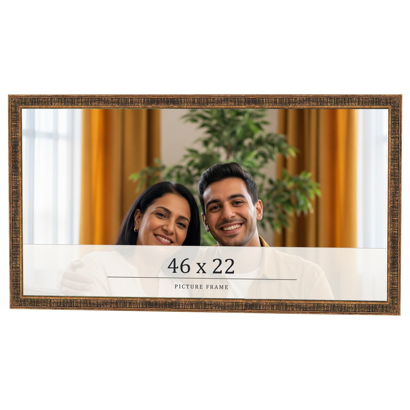46x22 Frame Black Real Wood Picture Frame Kingsley Gold Distressed Photo Frame with UV Acrylic Foam Board Backing &