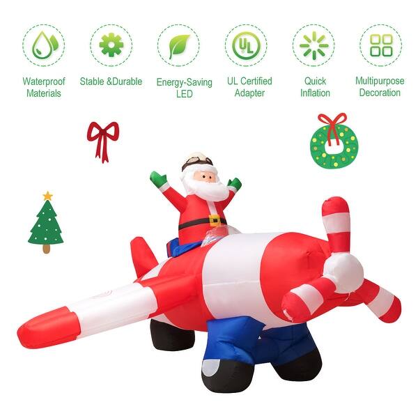 Shop Costway 8ft Led Inflatable Christmas Santa Claus Flying