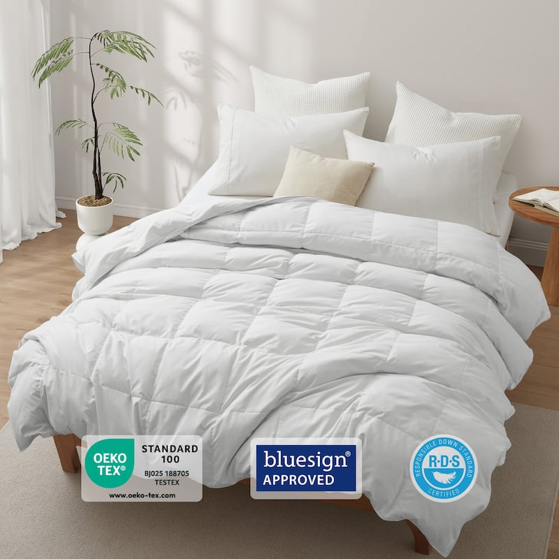 Medium Warmth All Season 600 Fill Power White Goose Feather Down Comforter Duvet Insert
